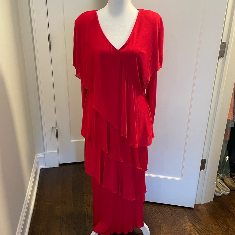 Mary Jane Denzer original red tiered dress - Silk Crepe